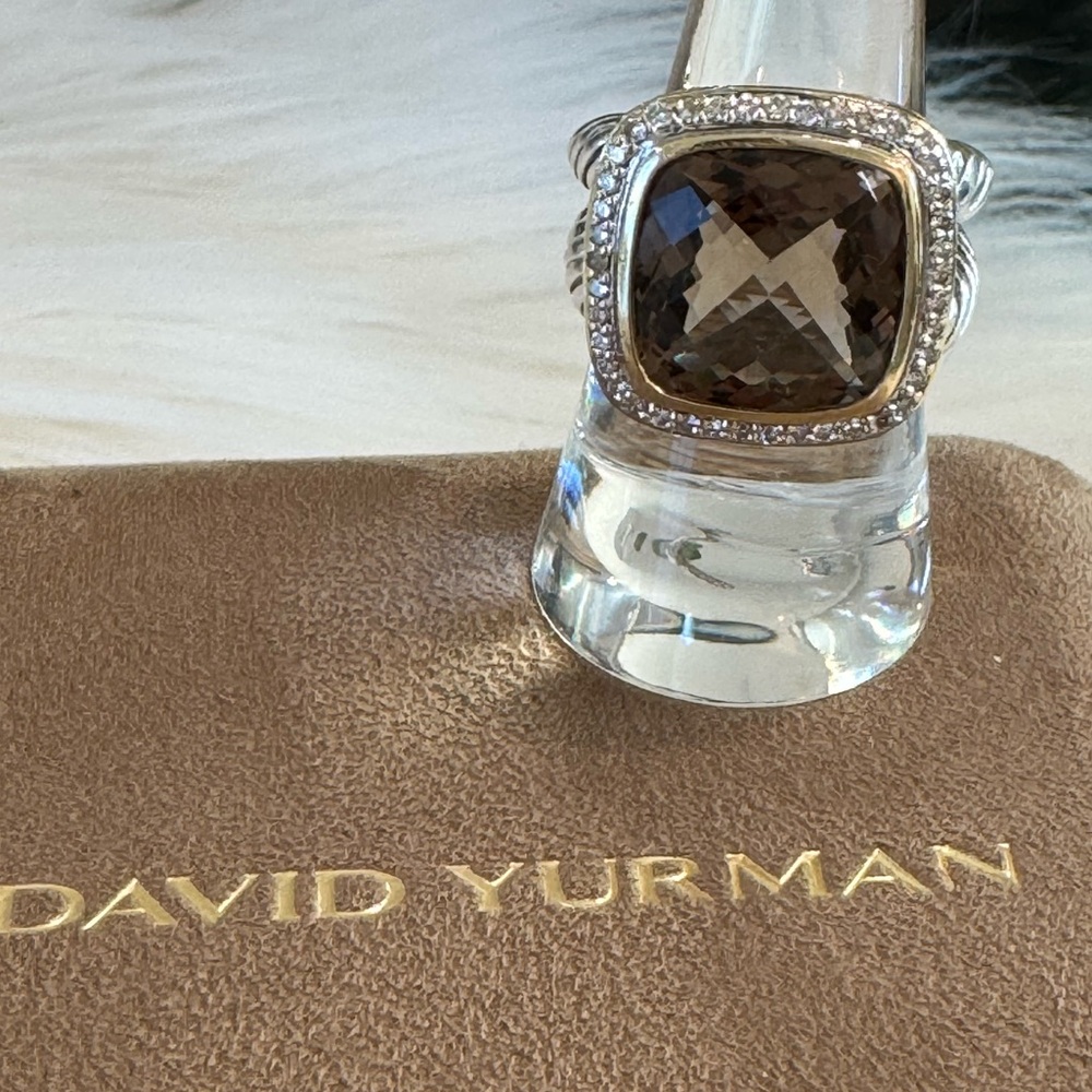 David Yurman Smoky Quartz & Diamond Sterling Ring - Size 7 - Picture 10 of 16